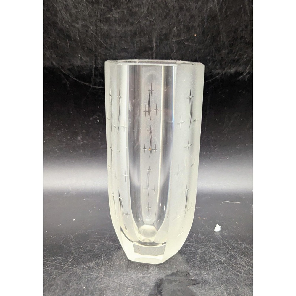 Vintage Art Deco Kosta Engraved Vase Shooting Starts Starburst Vase